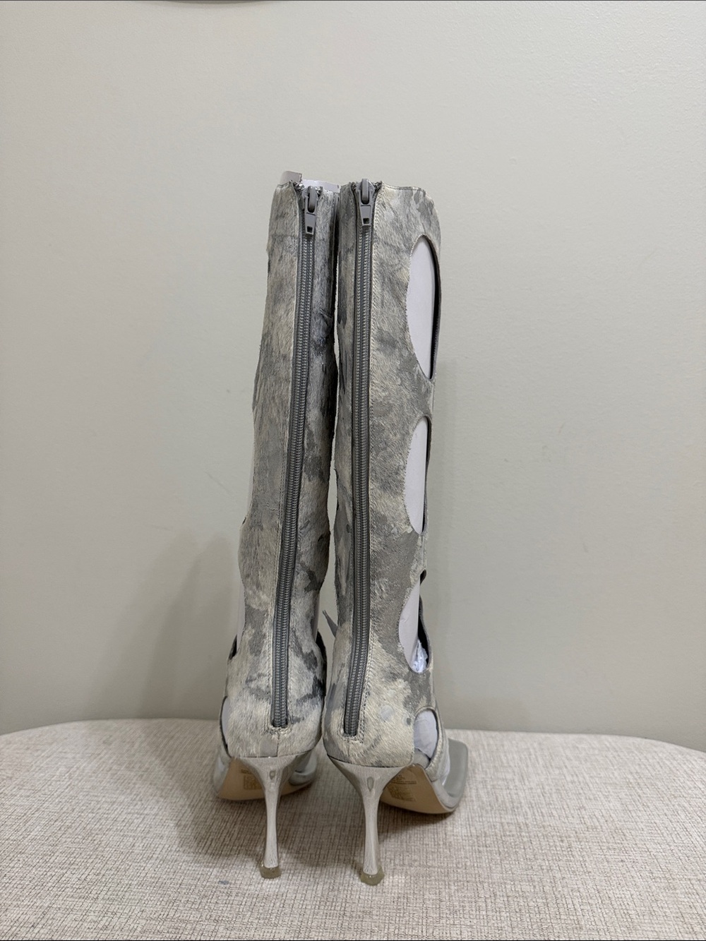 Jeffrey Campbell Silver and White Cutout Knee-High Sandals - Picture 3 of 5